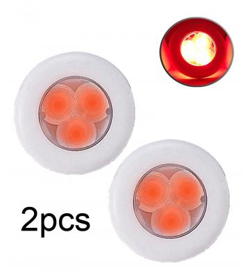 2PCS Boat RV Auto LED 3 Red Colored Round Courtesy Light ODM
